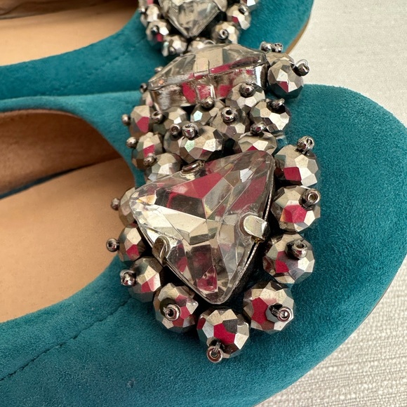 BP Nordstrom Turquoise Suede Leather Embellished Ballet Flats Woman’s 8.5 - Picture 5 of 8